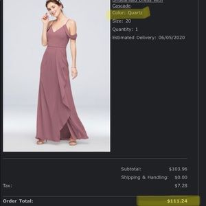 Size 20 Quartz bridesmaid dress